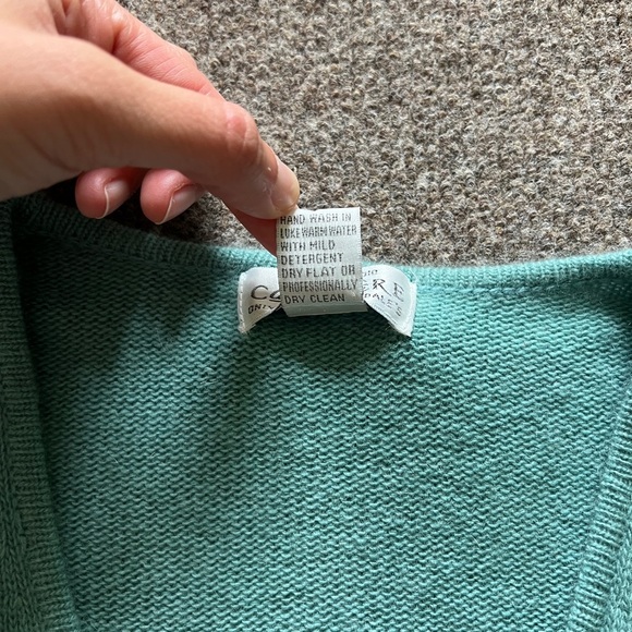 Sutton Studios Bloomingdale’s 100% Cashmere Teal V Neck Cardigan Sweater Small - Picture 6 of 12